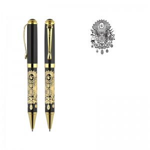 685-T Tuğra Kabartma Figürlü Metal Tükenmez Kalem