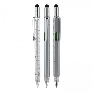 652 Silver Metal Su Terazili - Tornavidalı Touchpen Kalem