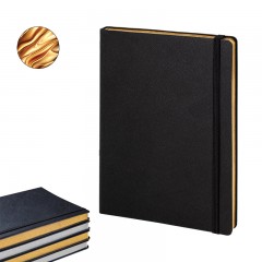 2720 Siyah-Gümüş Varak 19 x 25 Termo Deri̇ Defter (Ivory Kağıt)