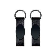 2403 Siyah Çift Taraflı Metal Suni̇ Deri̇ Anahtarlık