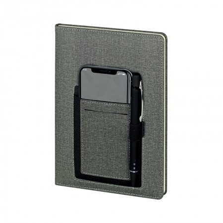 2421-HOLMEN Siyah-Füme 15 x 21 Termo Deri Defter (Holmen Kitap Kağıdı)