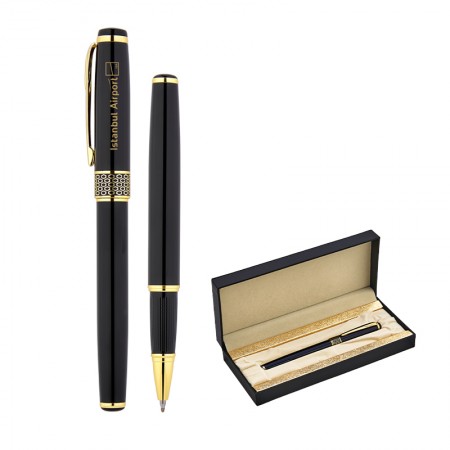 1213-KR Siyah Metal Roller Kalem Seti