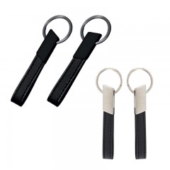 2411 Siyah Çift Taraflı Metal Suni̇ Deri̇ Anahtarlık