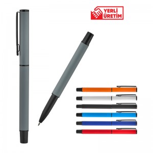 2025 BELEK Gri Metal Roller Süper Jel Refil Kalem